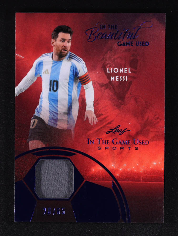 Lionel Messi 2025 Leaf ITG Used Sports Beautiful Memorabilia Blue #BU12 #20/65 at PristineAuction.com Lionel Messi 2025 Leaf ITG Used Sports Beautiful Memorabilia Blue #BU12 #20/65 at PristineAuction.com