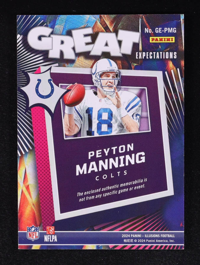 Peyton Manning 2024 Panini Illusions Great Expectations Jerseys #85 at PristineAuction.com Peyton Manning 2024 Panini Illusions Great Expectations Jerseys #85 at PristineAuction.com