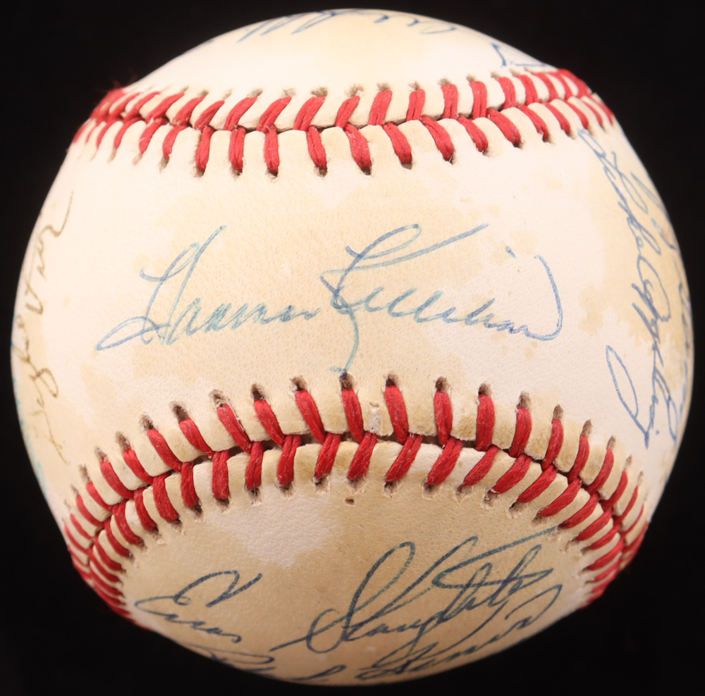 Baseball HOFers OAL Baseball Signed by (18) with Lefty Grove, Warren Spahn, Luke Appling, Duke Snider, Bob Gibson, Stan Musial, and Harmon Killebrew (PSA) at PristineAuction.com Baseball HOFers OAL Baseball Signed by (18) with Lefty Grove, Warren Spahn, Luke Appling, Duke Snider, Bob Gibson, Stan Musial, and Harmon Killebrew (PSA) at PristineAuction.com