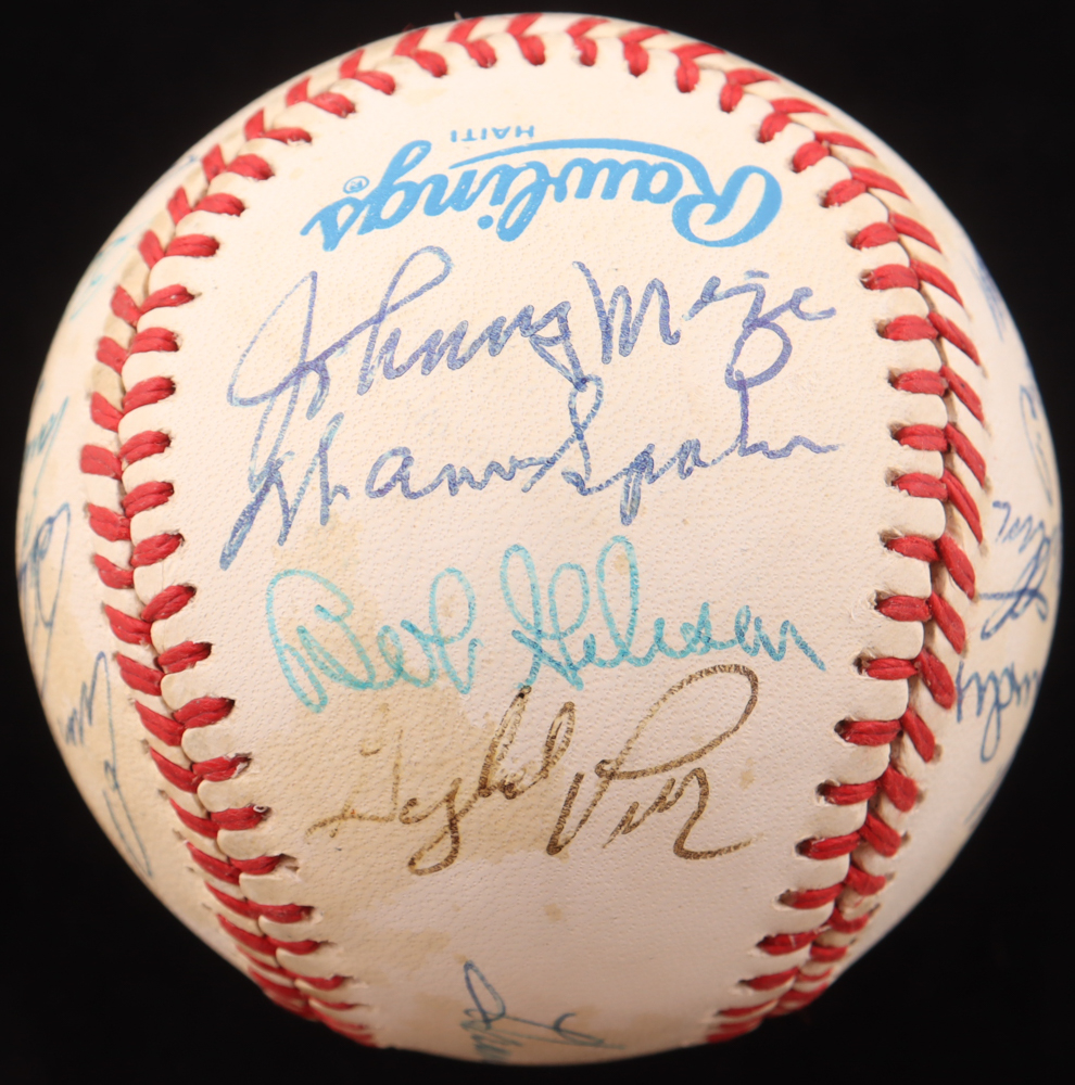 Baseball HOFers OAL Baseball Signed by (18) with Lefty Grove, Warren Spahn, Luke Appling, Duke Snider, Bob Gibson, Stan Musial, and Harmon Killebrew (PSA) at PristineAuction.com Baseball HOFers OAL Baseball Signed by (18) with Lefty Grove, Warren Spahn, Luke Appling, Duke Snider, Bob Gibson, Stan Musial, and Harmon Killebrew (PSA) at PristineAuction.com