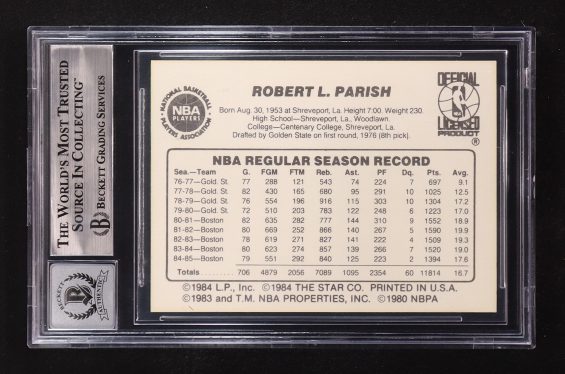 Robert Parish Signed 1985-86 Star #99G / Green (BGS | Autograph Graded BGS 10) at PristineAuction.com Robert Parish Signed 1985-86 Star #99G / Green (BGS | Autograph Graded BGS 10) at PristineAuction.com