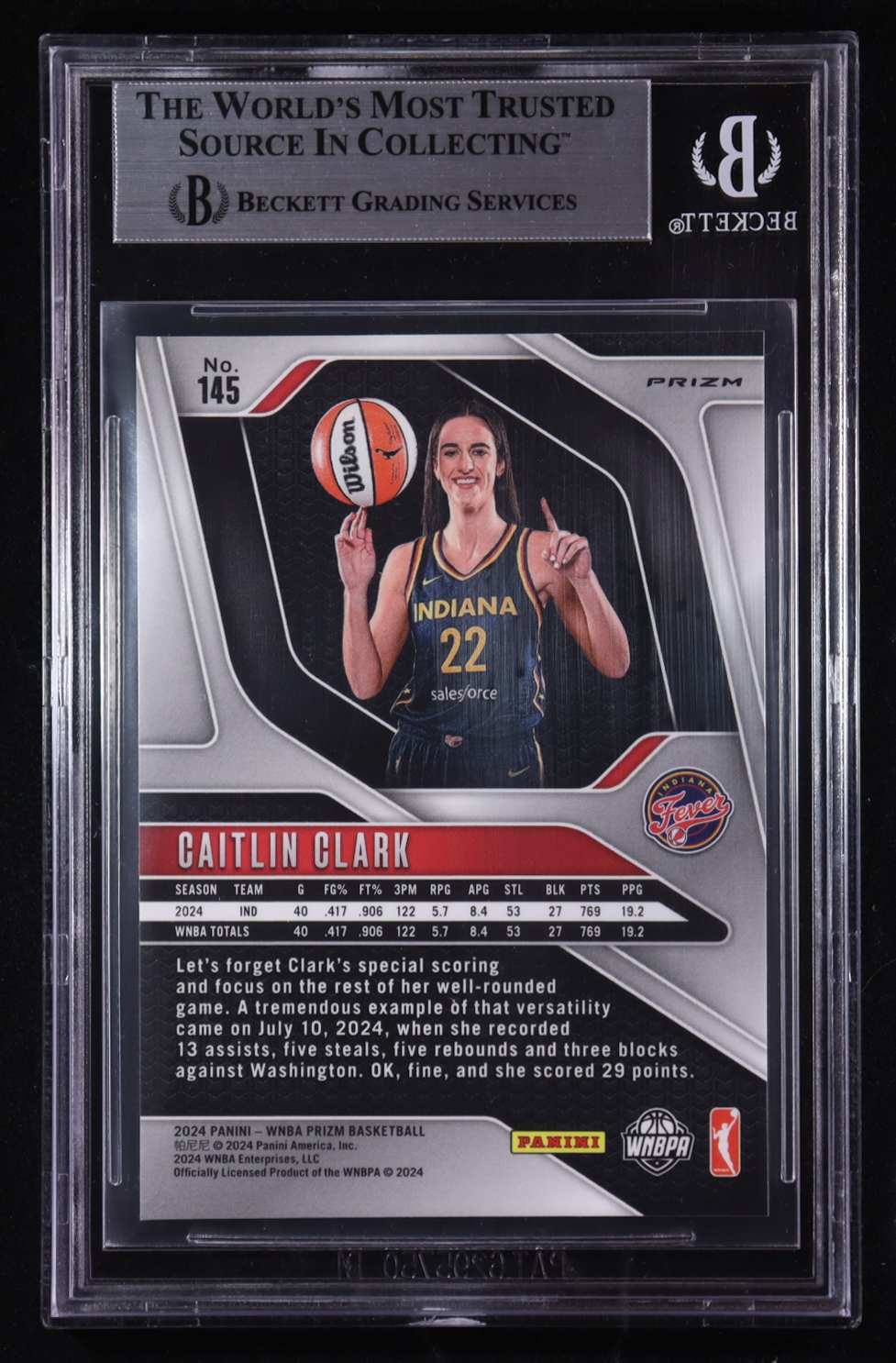 Caitlin Clark 2024 Panini Prizm WNBA Prizms Orange Ice #145 RC (BGS 8) at PristineAuction.com Caitlin Clark 2024 Panini Prizm WNBA Prizms Orange Ice #145 RC (BGS 8) at PristineAuction.com
