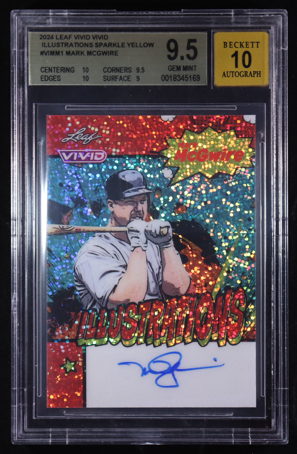 Mark McGwire 2024 Leaf Vivid Vivid Illustrations Sparkle Yellow #VIMM1 #8/10 (BGS 9.5 | Autograph Graded BGS 10) at PristineAuction.com Mark McGwire 2024 Leaf Vivid Vivid Illustrations Sparkle Yellow #VIMM1 #8/10 (BGS 9.5 | Autograph Graded BGS 10) at PristineAuction.com