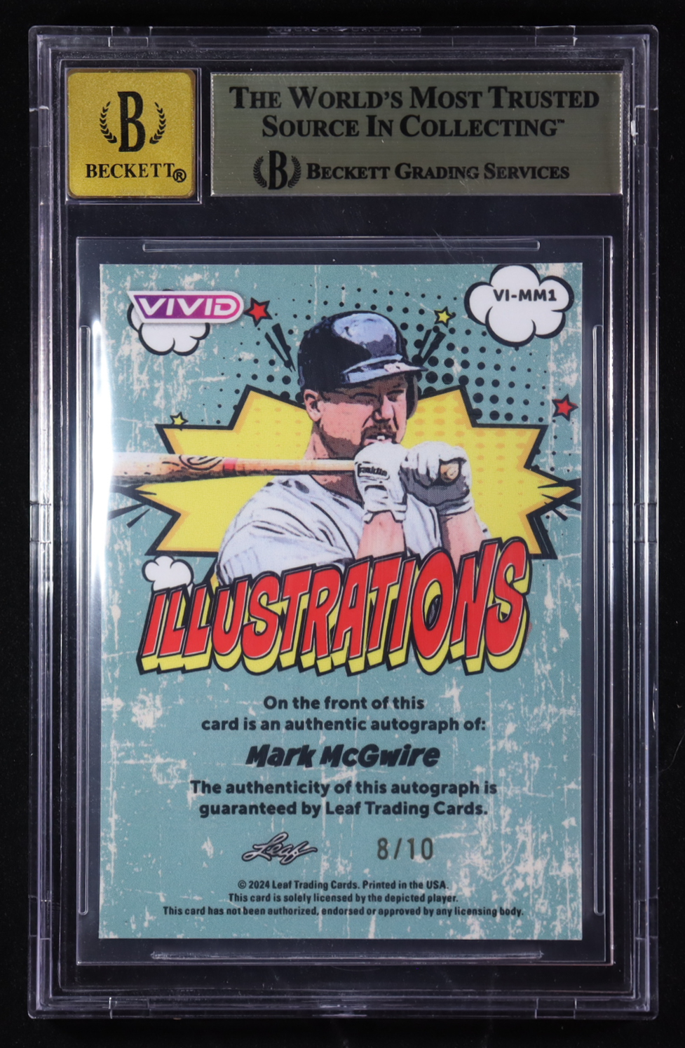 Mark McGwire 2024 Leaf Vivid Vivid Illustrations Sparkle Yellow #VIMM1 #8/10 (BGS 9.5 | Autograph Graded BGS 10) at PristineAuction.com Mark McGwire 2024 Leaf Vivid Vivid Illustrations Sparkle Yellow #VIMM1 #8/10 (BGS 9.5 | Autograph Graded BGS 10) at PristineAuction.com