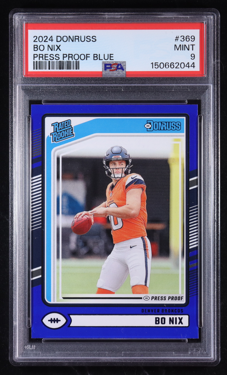 Bo Nix 2024 Donruss Press Proof Blue #369 RR RC (PSA 9) at PristineAuction.com Bo Nix 2024 Donruss Press Proof Blue #369 RR RC (PSA 9) at PristineAuction.com