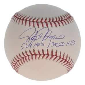 Rafael Palmeiro Signed OML Baseball Inscribed "569 HRS / 3020 Hits" (JSA) at PristineAuction.com Rafael Palmeiro Signed OML Baseball Inscribed "569 HRS / 3020 Hits" (JSA) at PristineAuction.com