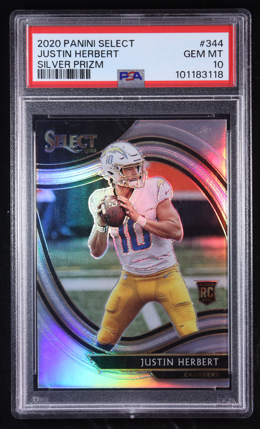 Justin Herbert 2020 Select Prizm Silver #344 RC (PSA 10) at PristineAuction.com Justin Herbert 2020 Select Prizm Silver #344 RC (PSA 10) at PristineAuction.com