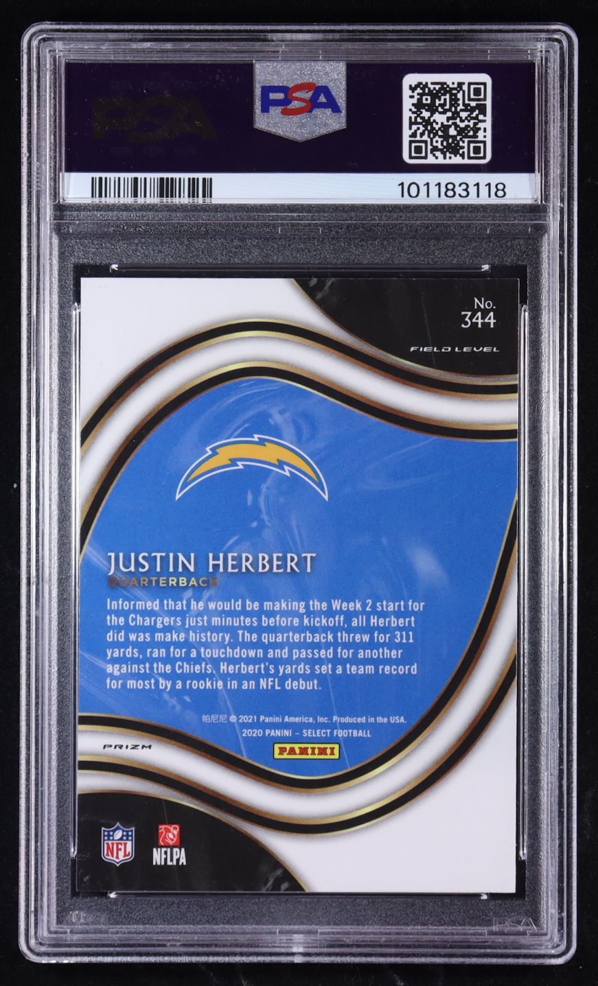 Justin Herbert 2020 Select Prizm Silver #344 RC (PSA 10) at PristineAuction.com Justin Herbert 2020 Select Prizm Silver #344 RC (PSA 10) at PristineAuction.com