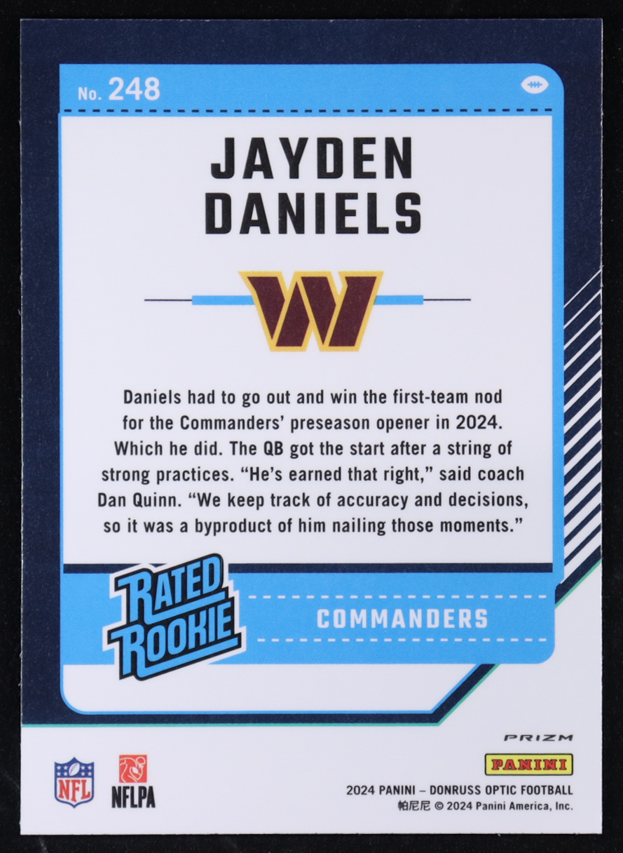 Jayden Daniels 2024 Donruss Optic Stars #248 RR RC at PristineAuction.com Jayden Daniels 2024 Donruss Optic Stars #248 RR RC at PristineAuction.com