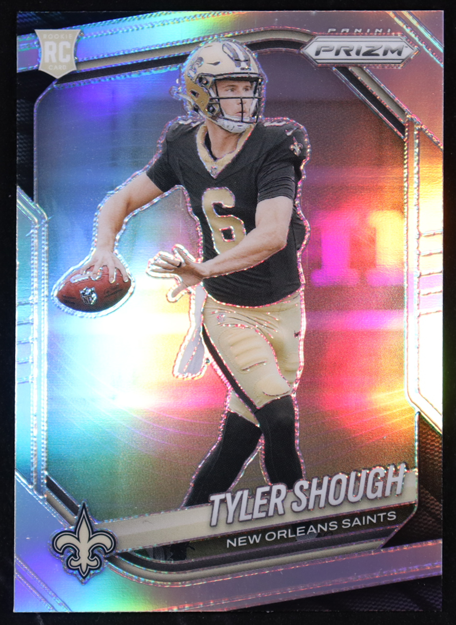 Tyler Shough 2025 Panini Prizm Prizms Silver #327 RC at PristineAuction.com Tyler Shough 2025 Panini Prizm Prizms Silver #327 RC at PristineAuction.com