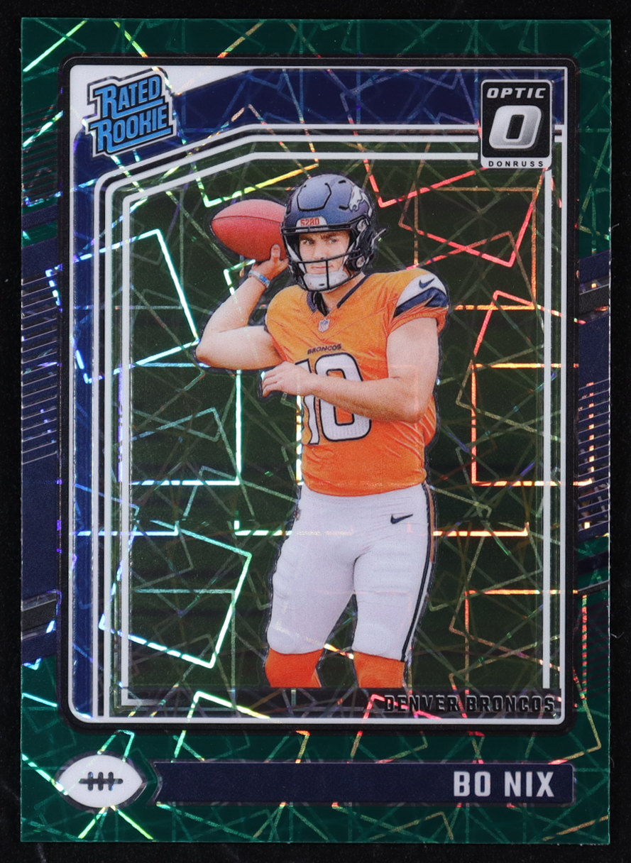 Bo Nix 2024 Donruss Optic Green Velocity #209 RR RC at PristineAuction.com Bo Nix 2024 Donruss Optic Green Velocity #209 RR RC at PristineAuction.com