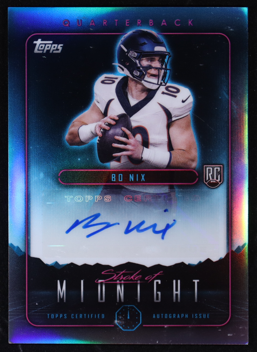 Bo Nix 2024 Topps Midnight Stroke of Midnight Autographs #SMA-BN RC at PristineAuction.com Bo Nix 2024 Topps Midnight Stroke of Midnight Autographs #SMA-BN RC at PristineAuction.com