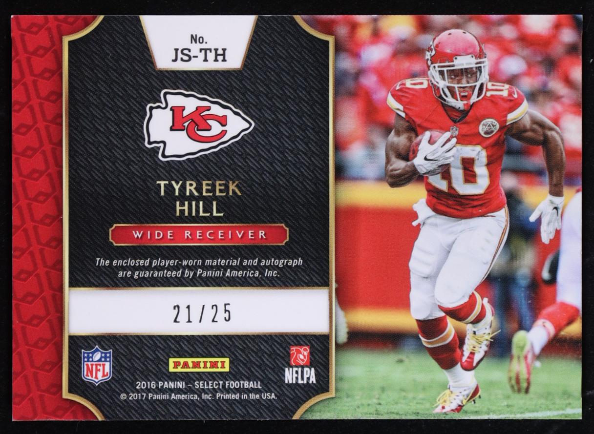 Tyreek Hill 2016 Select Jumbo Rookie Signature Swatches Prizm Tie Dye #JSTH RC #21/25 at PristineAuction.com Tyreek Hill 2016 Select Jumbo Rookie Signature Swatches Prizm Tie Dye #JSTH RC #21/25 at PristineAuction.com