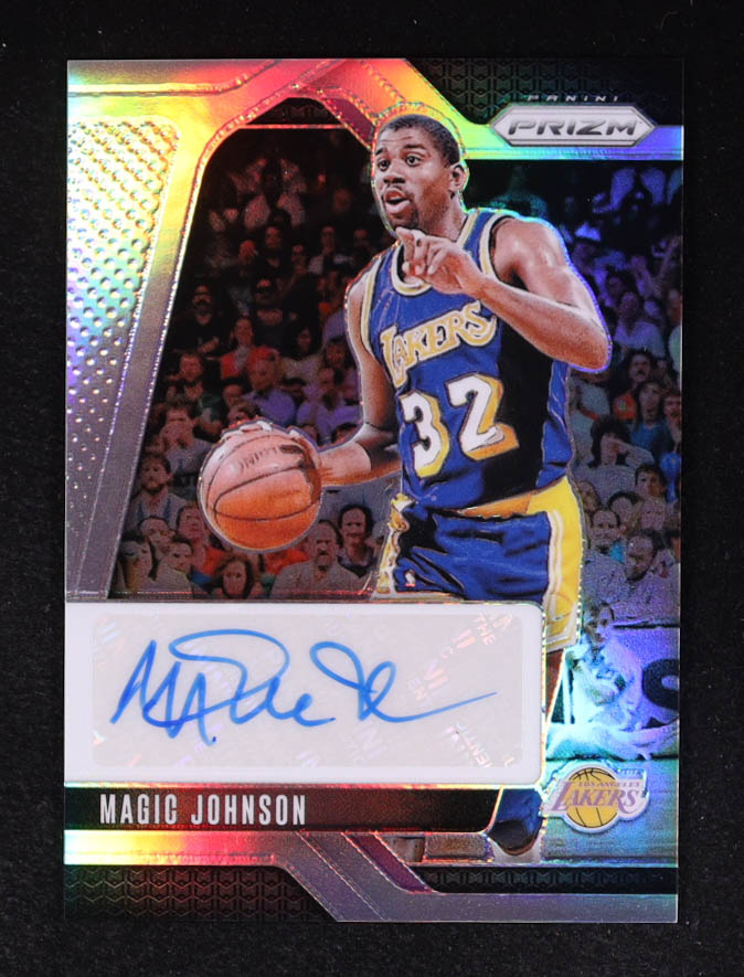 Magic Johnson 2024-25 Panini Prizm Signatures Prizms Silver #37 at PristineAuction.com Magic Johnson 2024-25 Panini Prizm Signatures Prizms Silver #37 at PristineAuction.com