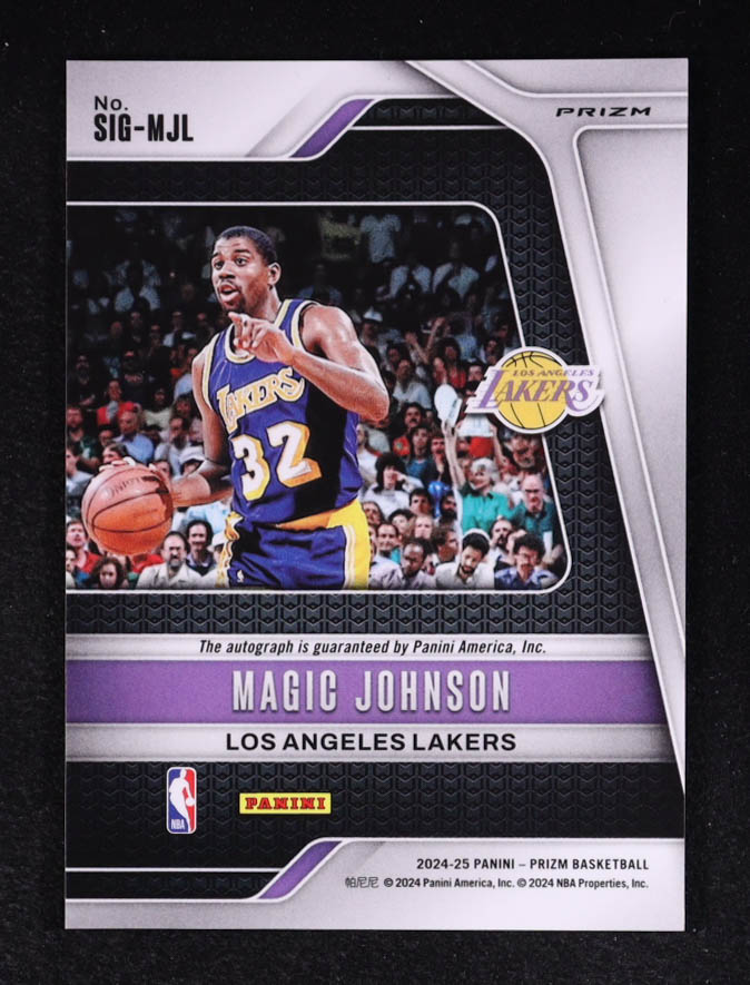 Magic Johnson 2024-25 Panini Prizm Signatures Prizms Silver #37 at PristineAuction.com Magic Johnson 2024-25 Panini Prizm Signatures Prizms Silver #37 at PristineAuction.com