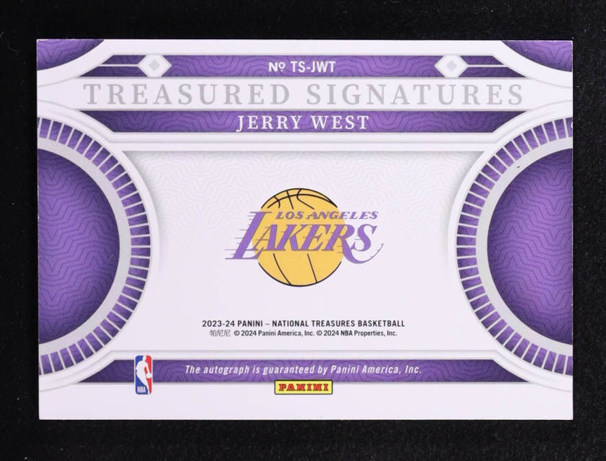 Jerry West 2023-24 Panini National Treasures Treasured Signatures International #10 #4/18 at PristineAuction.com Jerry West 2023-24 Panini National Treasures Treasured Signatures International #10 #4/18 at PristineAuction.com