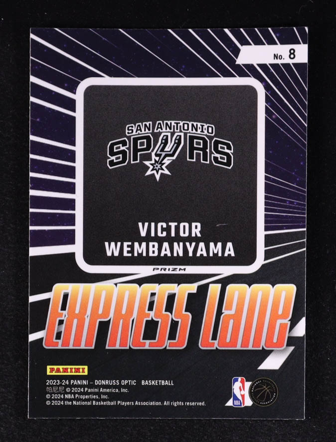 Victor Wembanyama 2023-24 Donruss Optic Express Lane Purple #8 RC at PristineAuction.com Victor Wembanyama 2023-24 Donruss Optic Express Lane Purple #8 RC at PristineAuction.com