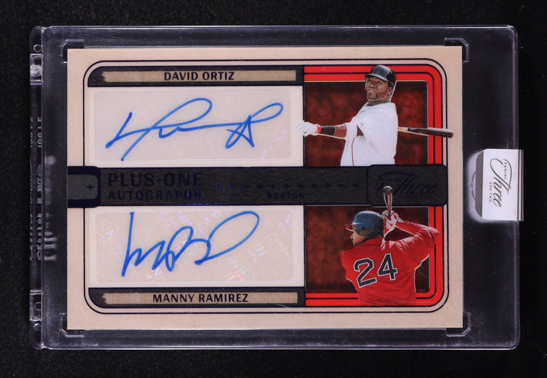David Ortiz / Manny Ramirez 2025 Panini Three and Two Plus One Autographs Blue #4 #15/32 at PristineAuction.com David Ortiz / Manny Ramirez 2025 Panini Three and Two Plus One Autographs Blue #4 #15/32 at PristineAuction.com