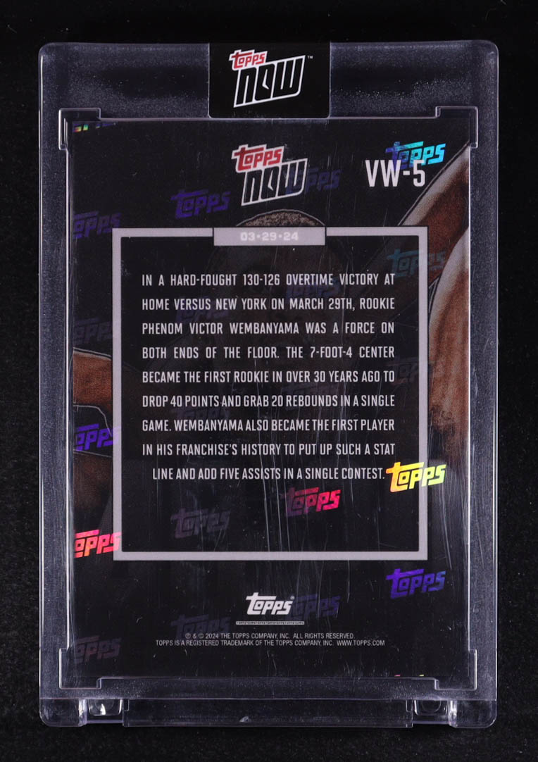 Victor Wembanyama 2023-24 Topps Now Victor Wembanyama #VW5 RC at PristineAuction.com Victor Wembanyama 2023-24 Topps Now Victor Wembanyama #VW5 RC at PristineAuction.com