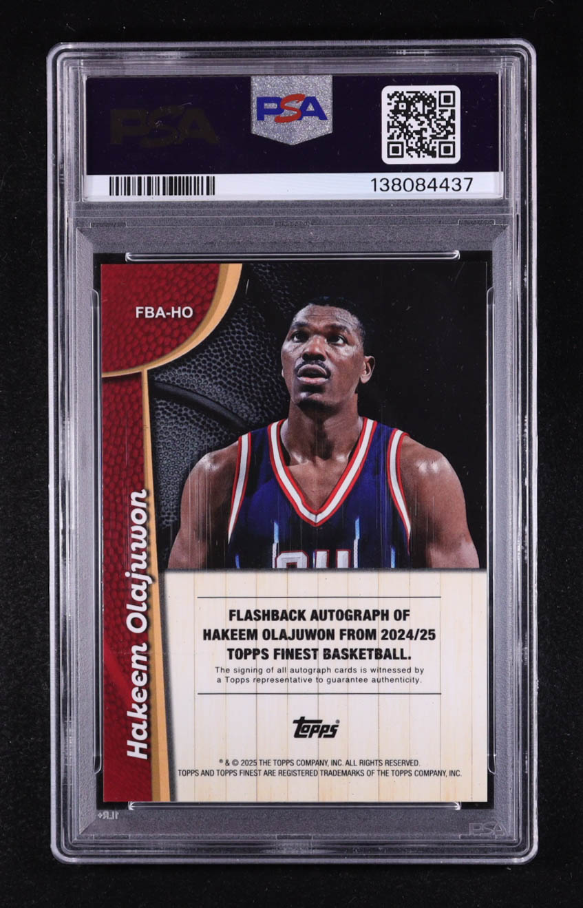 Hakeem Olajuwon 2024-25 Finest Flashback Autographs Blue Geometric Refractors #FBAHO #81/99 (PSA 10) at PristineAuction.com Hakeem Olajuwon 2024-25 Finest Flashback Autographs Blue Geometric Refractors #FBAHO #81/99 (PSA 10) at PristineAuction.com