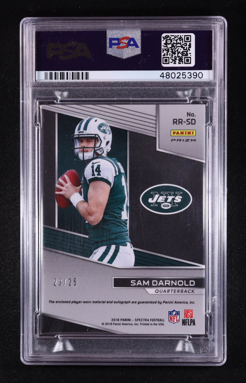 Sam Darnold 2018 Panini Spectra Radiant Rookie Patch Signatures Neon Green #1 RC #23/25 (PSA 9) at PristineAuction.com Sam Darnold 2018 Panini Spectra Radiant Rookie Patch Signatures Neon Green #1 RC #23/25 (PSA 9) at PristineAuction.com