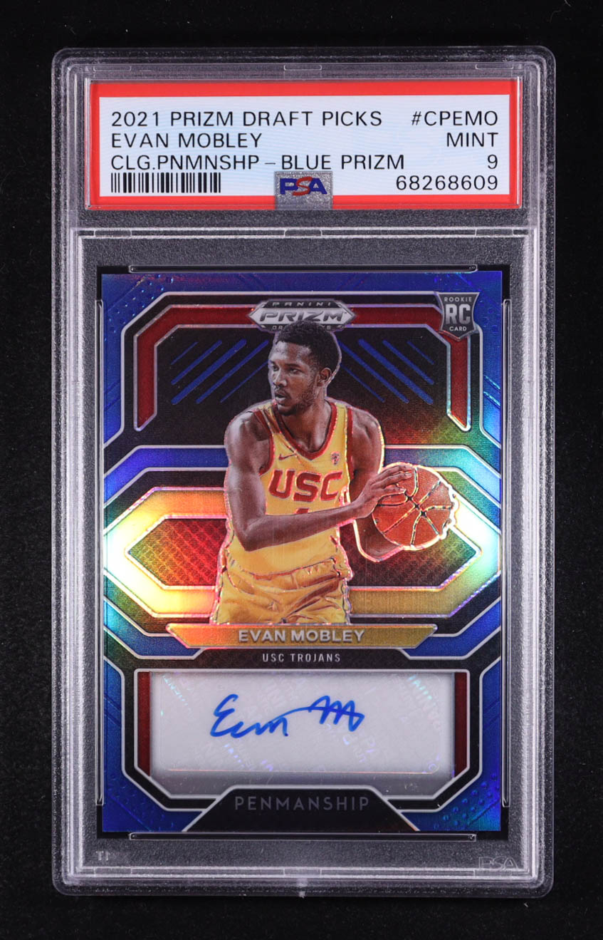 Evan Mobley 2021-22 Panini Prizm Draft Picks College Penmanship Prizms Blue #41 RC #28/45 (PSA 9) at PristineAuction.com Evan Mobley 2021-22 Panini Prizm Draft Picks College Penmanship Prizms Blue #41 RC #28/45 (PSA 9) at PristineAuction.com