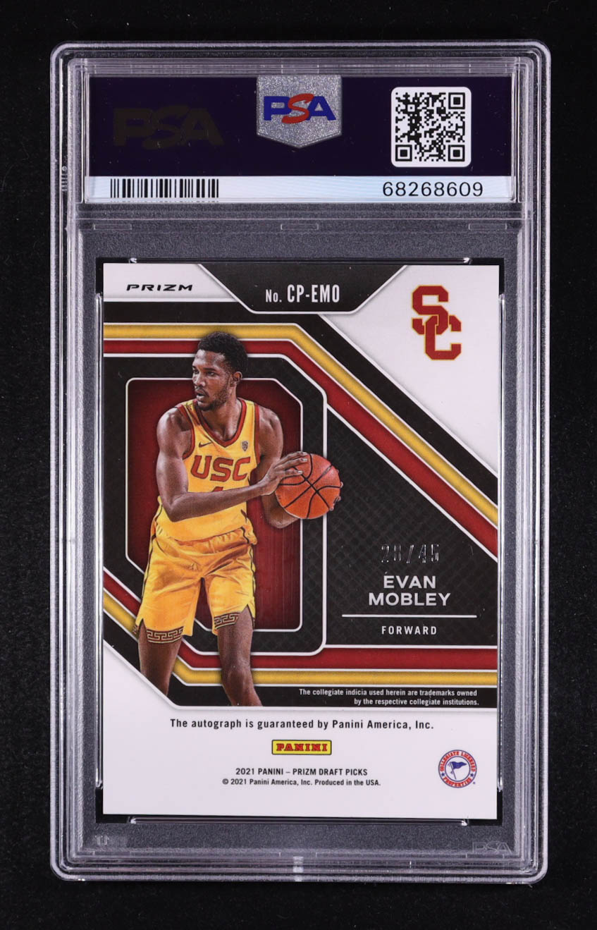 Evan Mobley 2021-22 Panini Prizm Draft Picks College Penmanship Prizms Blue #41 RC #28/45 (PSA 9) at PristineAuction.com Evan Mobley 2021-22 Panini Prizm Draft Picks College Penmanship Prizms Blue #41 RC #28/45 (PSA 9) at PristineAuction.com
