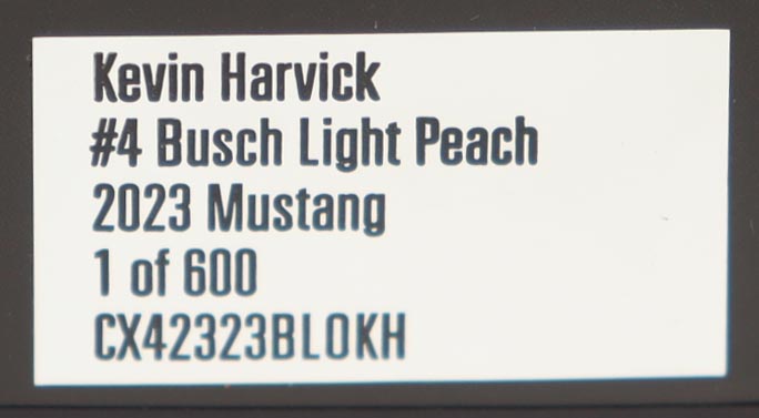 Kevin Harvick Signed 2023 #4 Busch Light Peach | 1:24 Diecast Car (Harvick COA) at PristineAuction.com Kevin Harvick Signed 2023 #4 Busch Light Peach | 1:24 Diecast Car (Harvick COA) at PristineAuction.com