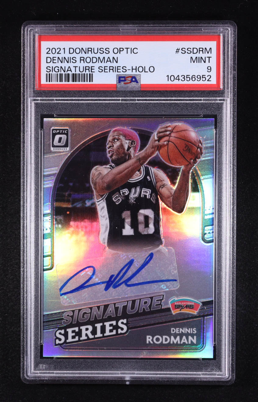 Dennis Rodman 2021-22 Donruss Optic Signature Series Holo #38 (PSA 9) at PristineAuction.com Dennis Rodman 2021-22 Donruss Optic Signature Series Holo #38 (PSA 9) at PristineAuction.com