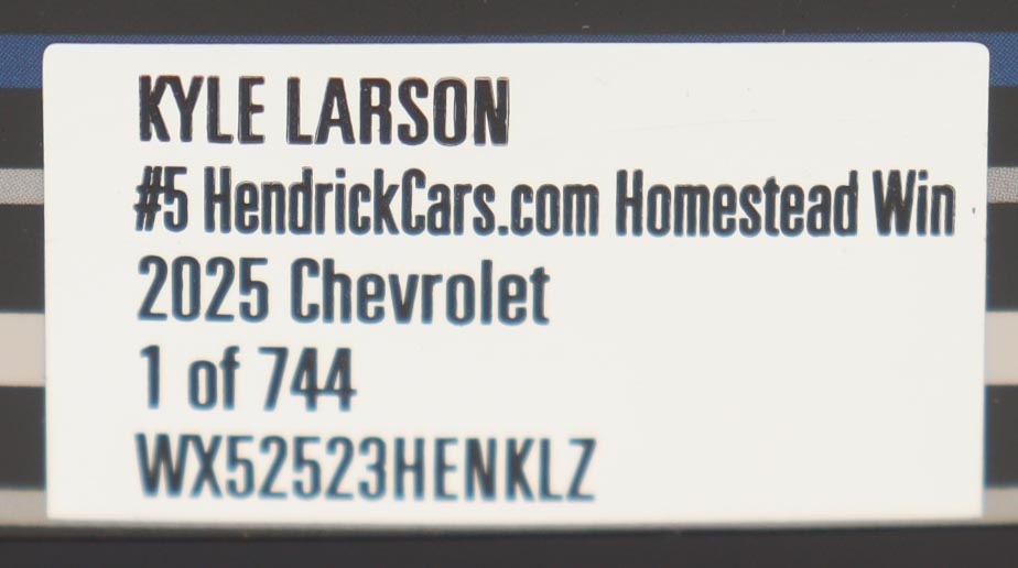 Kyle Larson Signed 2025 #5 HendrickCars.com | Homestead Win | 1:24 Diecast Car (Larson COA) at PristineAuction.com Kyle Larson Signed 2025 #5 HendrickCars.com | Homestead Win | 1:24 Diecast Car (Larson COA) at PristineAuction.com