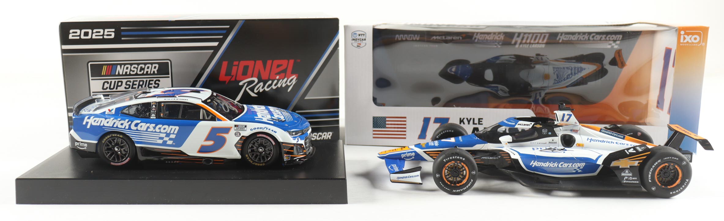 Kyle Larson Signed 2025 H1100 "Coke 600" & "Indy 500" Double | 2-Pack | 1:24/1:18 Diecast Cars (Larson COA) at PristineAuction.com Kyle Larson Signed 2025 H1100 "Coke 600" & "Indy 500" Double | 2-Pack | 1:24/1:18 Diecast Cars (Larson COA) at PristineAuction.com