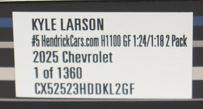 Kyle Larson Signed 2025 H1100 "Coke 600" & "Indy 500" Double | 2-Pack | 1:24/1:18 Diecast Cars (Larson COA) at PristineAuction.com Kyle Larson Signed 2025 H1100 "Coke 600" & "Indy 500" Double | 2-Pack | 1:24/1:18 Diecast Cars (Larson COA) at PristineAuction.com