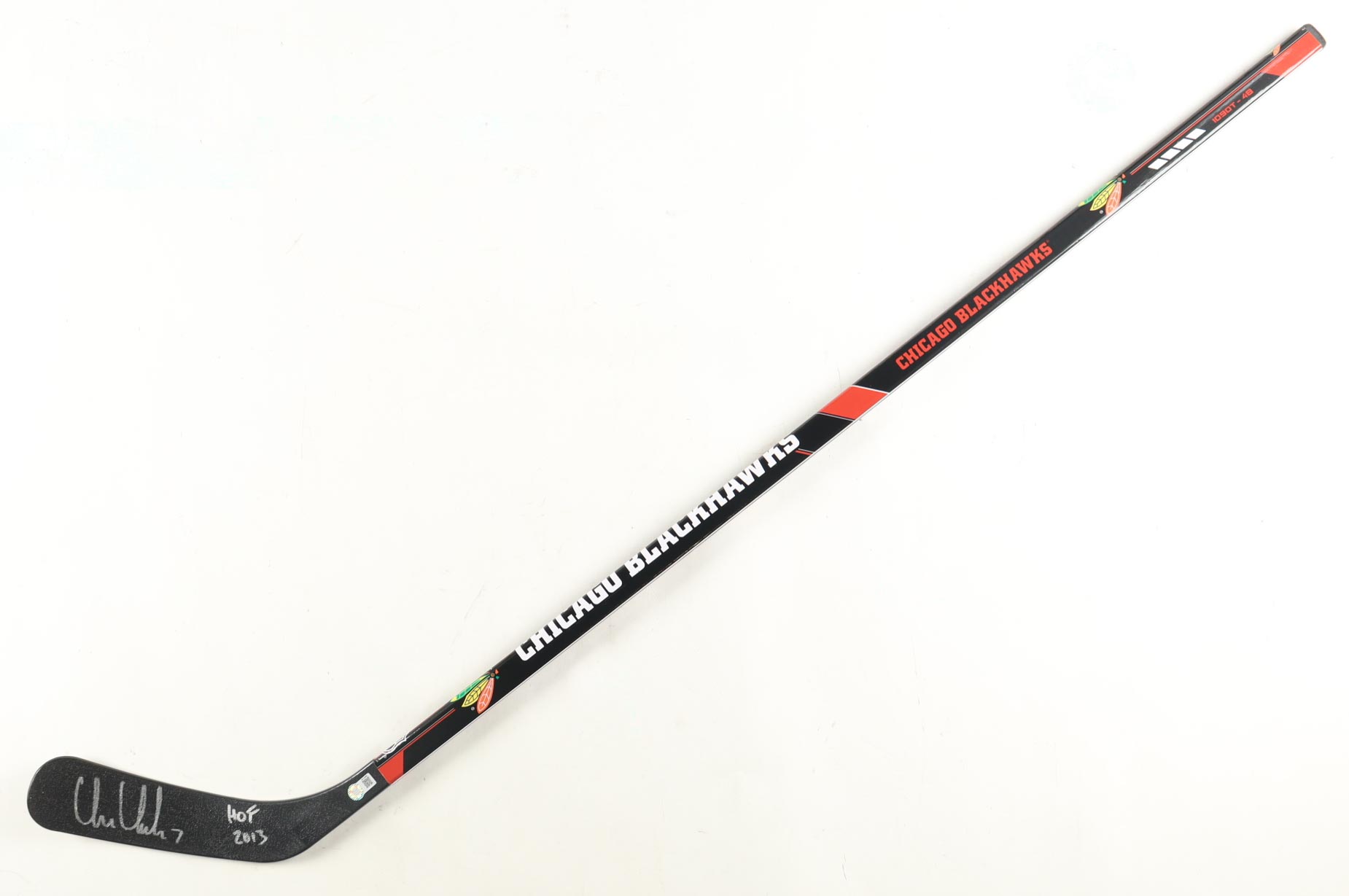 Chris Chelios Signed Blackhawks Hockey Stick Inscribed "HOF 2013" (Schwartz) at PristineAuction.com Chris Chelios Signed Blackhawks Hockey Stick Inscribed "HOF 2013" (Schwartz) at PristineAuction.com
