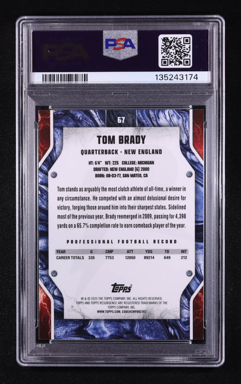 Tom Brady 2024 Topps Resurgence Crimson Surge #67 #019/199 (PSA 10) at PristineAuction.com Tom Brady 2024 Topps Resurgence Crimson Surge #67 #019/199 (PSA 10) at PristineAuction.com