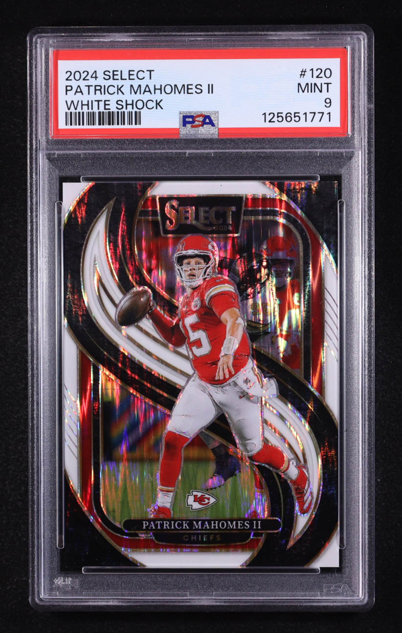 Patrick Mahomes II 2024 Select Prizm White Shock #120 #070/199 (PSA 9) at PristineAuction.com Patrick Mahomes II 2024 Select Prizm White Shock #120 #070/199 (PSA 9) at PristineAuction.com