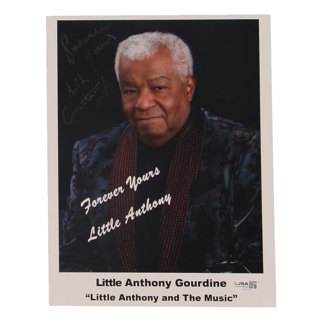"Little Anthony" Gourdine Signed "Little Anthony & The Music" 8x10 Photo With Inscrption (JSA) at PristineAuction.com "Little Anthony" Gourdine Signed "Little Anthony & The Music" 8x10 Photo With Inscrption (JSA) at PristineAuction.com