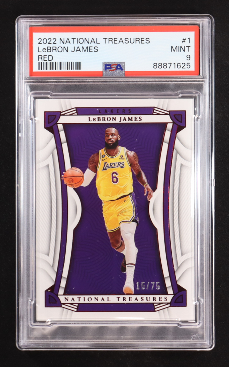 LeBron James 2022-23 Panini National Treasures Red #1 #15/75 (PSA 9) at PristineAuction.com LeBron James 2022-23 Panini National Treasures Red #1 #15/75 (PSA 9) at PristineAuction.com