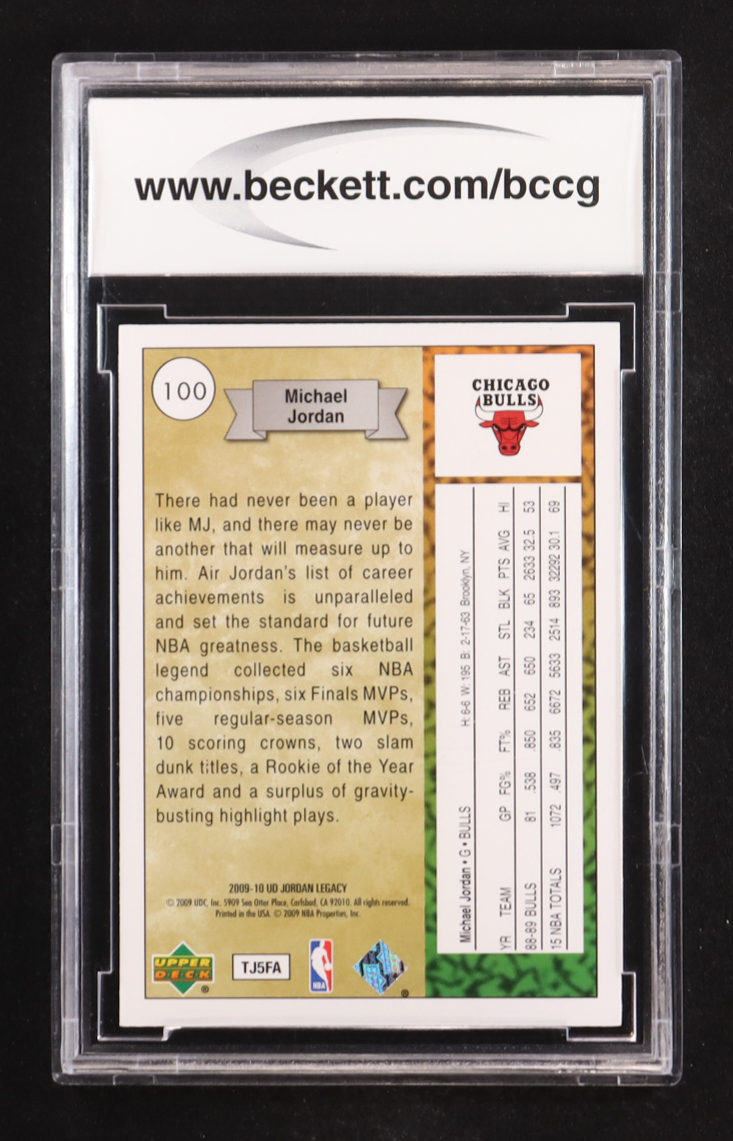 Michael Jordan 2009-10 Upper Deck Michael Jordan Legacy Collection Gold #100 '89 UD BB (BCCG 10) at PristineAuction.com Michael Jordan 2009-10 Upper Deck Michael Jordan Legacy Collection Gold #100 '89 UD BB (BCCG 10) at PristineAuction.com