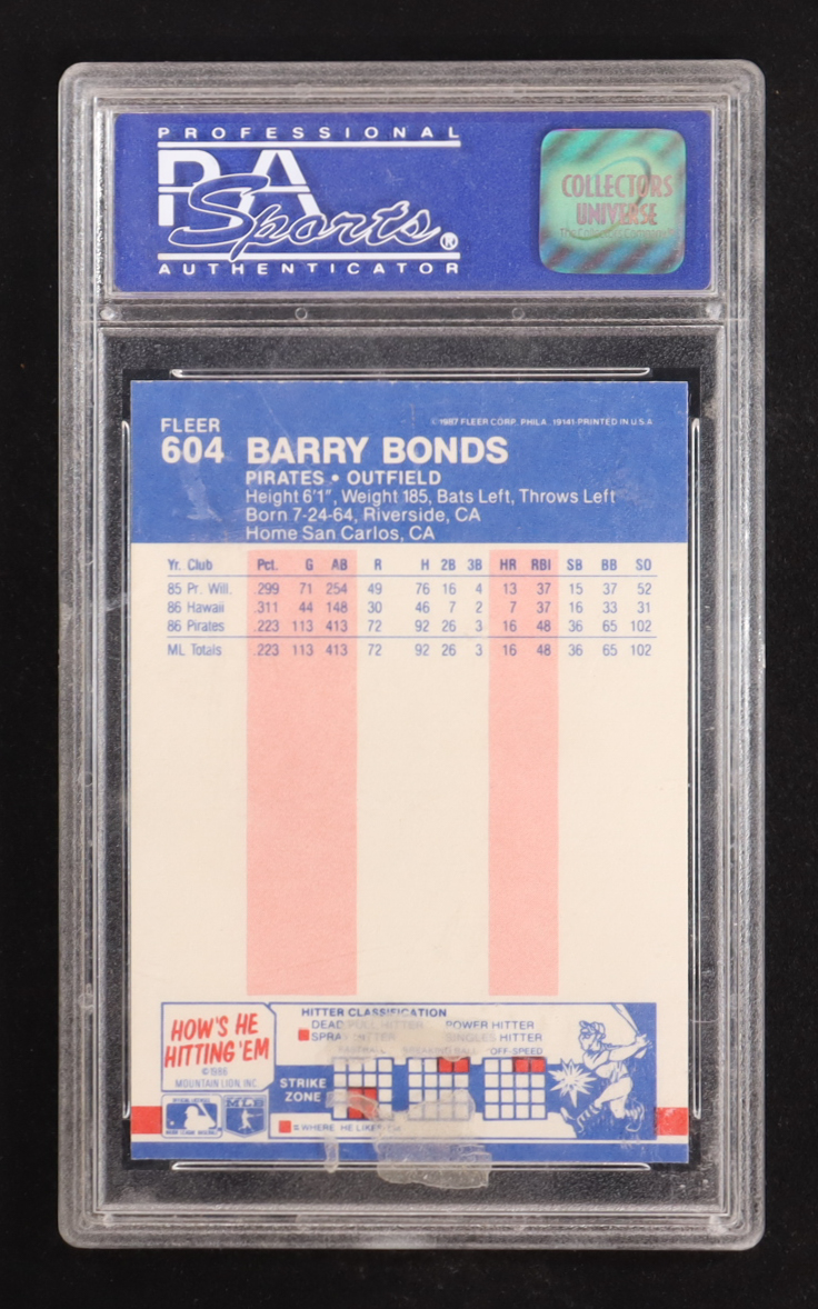 Barry Bonds 1987 Fleer #604 RC (PSA 9)(OC) at PristineAuction.com Barry Bonds 1987 Fleer #604 RC (PSA 9)(OC) at PristineAuction.com