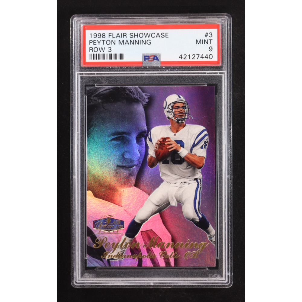 Peyton Manning 1998 Flair Showcase Row 3 #3 RC (PSA 9) at PristineAuction.com