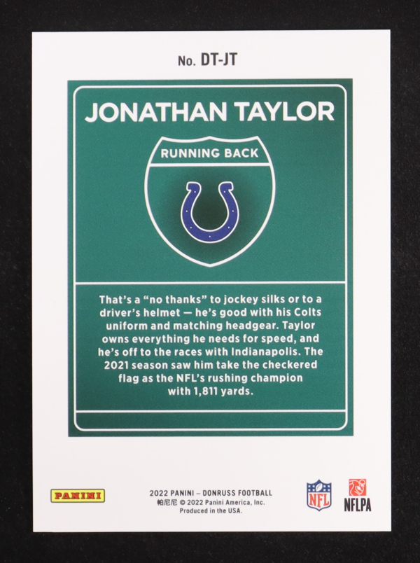 Jonathan Taylor 2022 Donruss Downtown! #16 at PristineAuction.com Jonathan Taylor 2022 Donruss Downtown! #16 at PristineAuction.com