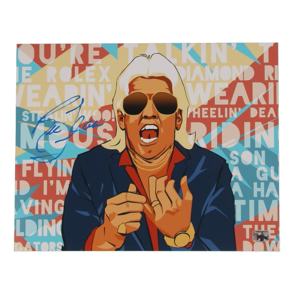 Paint Ric Flair Ric Flair Signed WWE 11x14 Art Print (Flair) | Pristine Auction