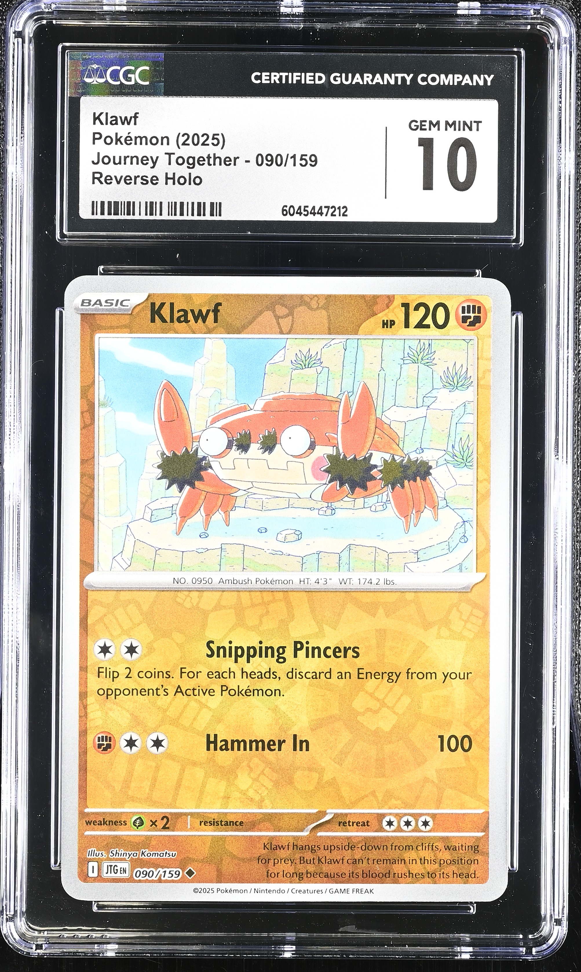 klawf holo pokemon card value Graded CGC 10 Pristine 088/078  JP Scarlet ex Art Rare For each heads Klawf [Reverse Holo] #122 Prices