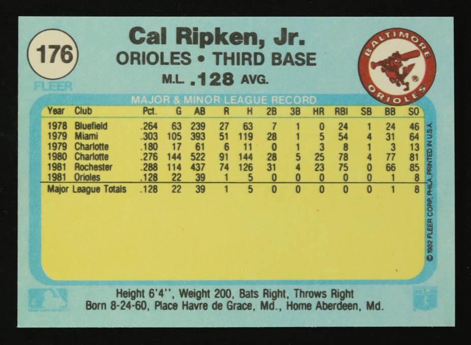 Cal Ripken Jr. 1982 Fleer #176 RC | Pristine Auction