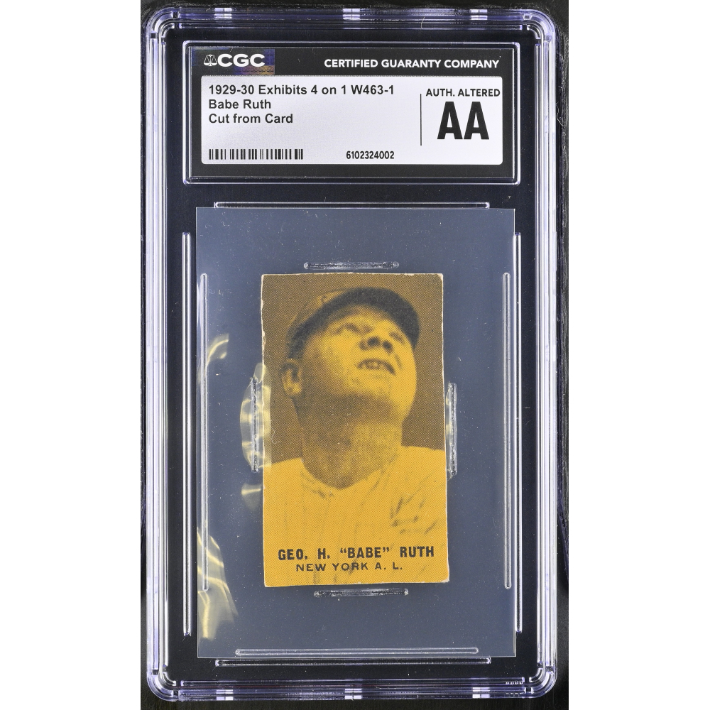 Authentic Altered Babe Ruth 1929-30 Exhibits 4 On 1 W463-1 Cut From Card (CGC Authentic ...