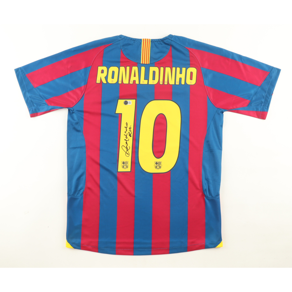 Ronaldinho Signed FC Barcelona Nike Authentic Jersey Inscribed