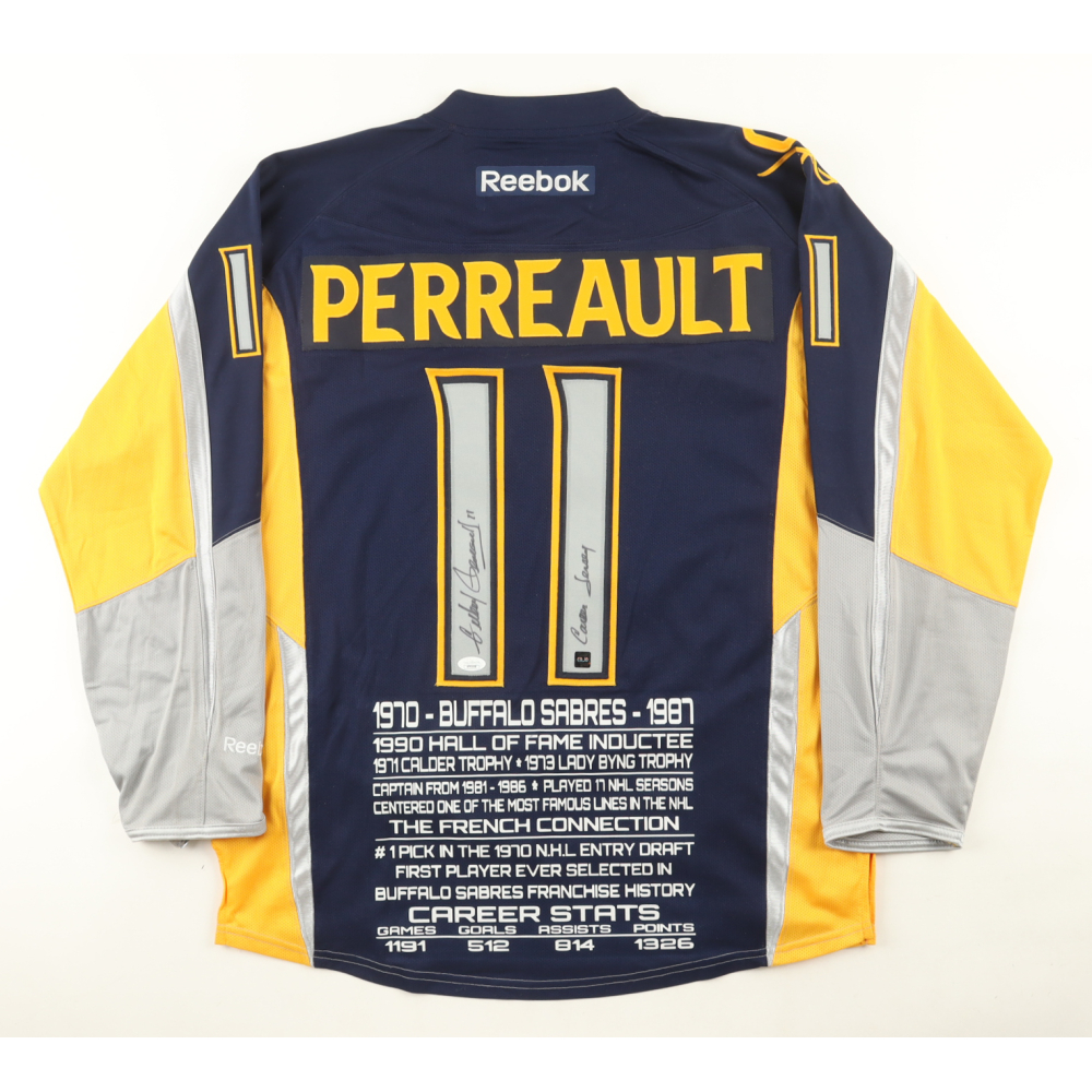 Rbk Stat Gilbert Perreault Signed Sabres Reebok Authentic Career Stat Highlights ...