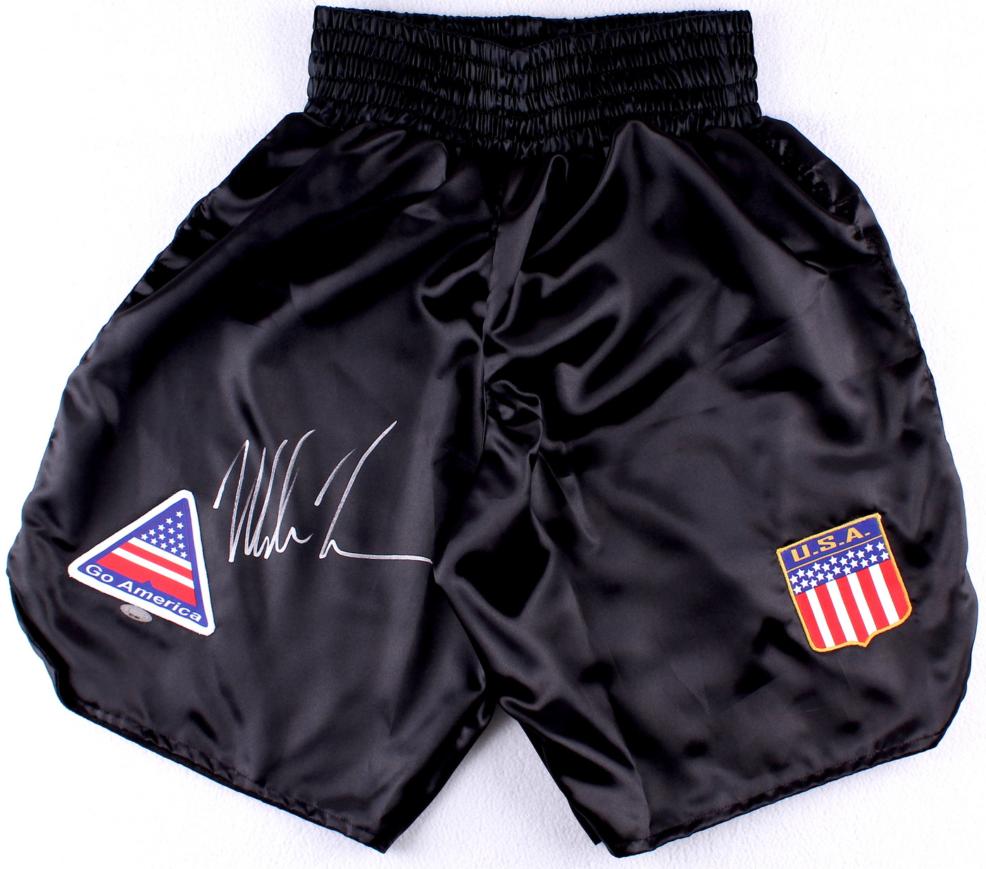 Mike Tyson Signed Custom "USA" Boxing Shorts (Tristar Hologram) at PristineAuction.com Mike Tyson Signed Custom "USA" Boxing Shorts (Tristar Hologram) at PristineAuction.com