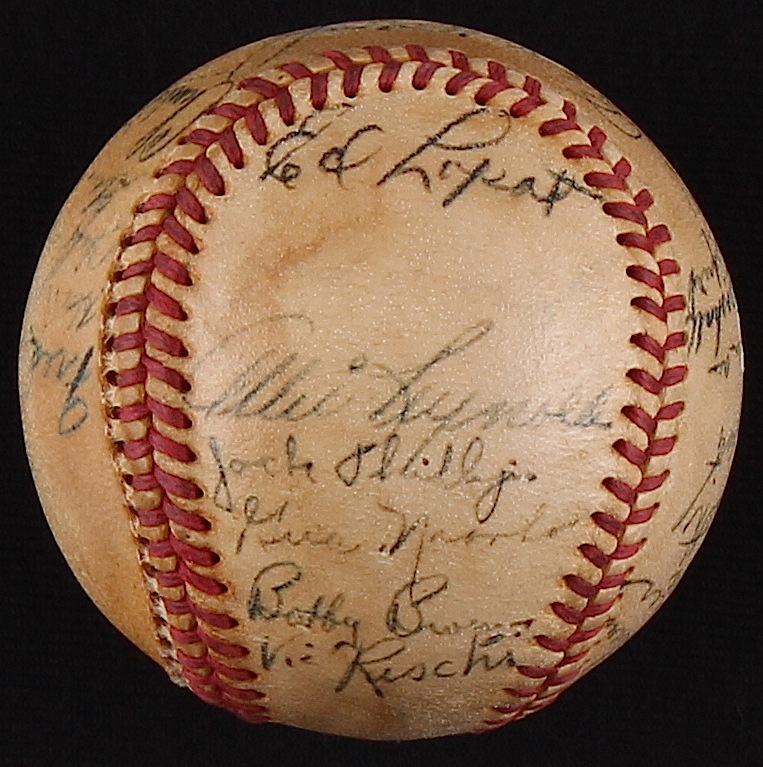 1949 World Series Champion New York Yankees Team-Signed OAL Baseball with (29) Signatures including Phil Rizzuto, Eddie Lopat, Charlie Keller, Cliff Mapes, Hank Bauer, Allie Reynolds, Bob Porterfield (JSA LOA) at PristineAuction.com 1949 World Series Champion New York Yankees Team-Signed OAL Baseball with (29) Signatures including Phil Rizzuto, Eddie Lopat, Charlie Keller, Cliff Mapes, Hank Bauer, Allie Reynolds, Bob Porterfield (JSA LOA) at PristineAuction.com