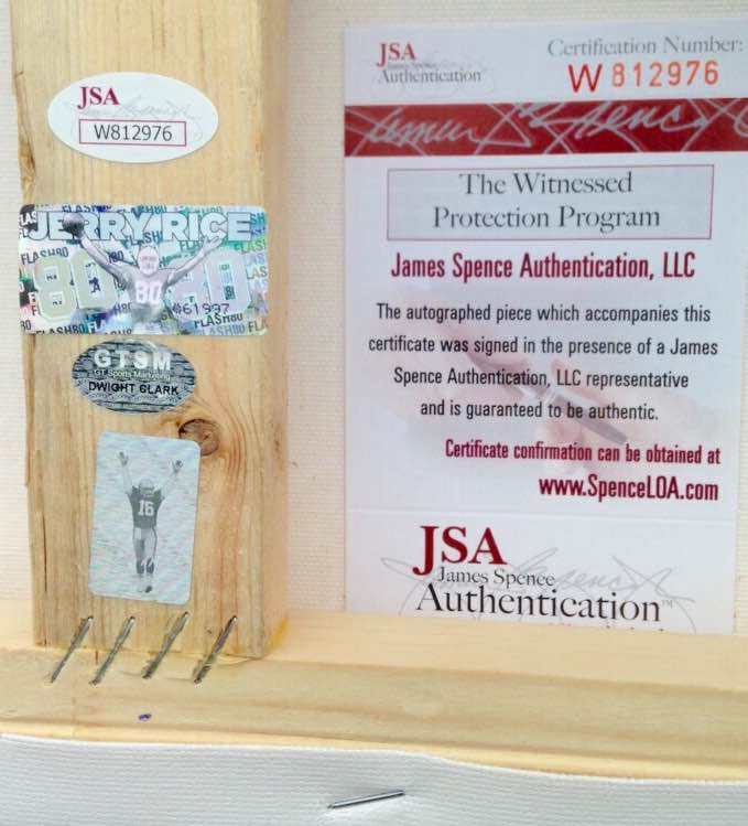 49ers Legends 14x48 "Dynasty" Canvas Signed by (6) with Joe Montana, Jerry Rice, Roger Craig, Ronnie Lott, John Taylor & Dwight Clark (Player Holograms & JSA COA) at PristineAuction.com 49ers Legends 14x48 "Dynasty" Canvas Signed by (6) with Joe Montana, Jerry Rice, Roger Craig, Ronnie Lott, John Taylor & Dwight Clark (Player Holograms & JSA COA) at PristineAuction.com